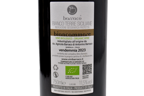 TERRE SICILIANE BIANCO IGT BIOLOGICO "BIANCAMMARE" 2023 - NINO BARRACO