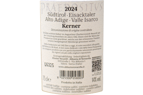 ALTO ADIGE - VALLE ISARCO DOC KERNER "PRAEPOSITUS" 2024 - ABBAZIA DI NOVACELLA