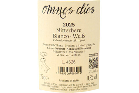 VIGNETI DELLE DOLOMITI BIANCO IGT "OMNES DIES" 2025 - ABBAZIA DI NOVACELLA
