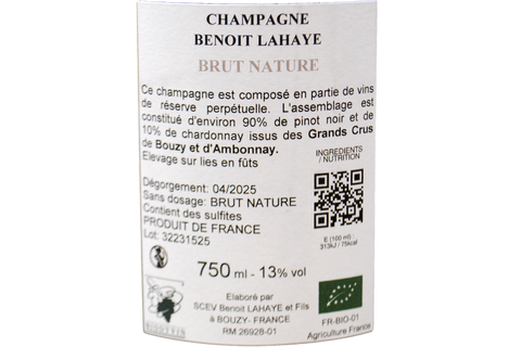 CHAMPAGNE A BOUZY GRAND CRU BRUT NATURE - BENOIT LAHAYE
