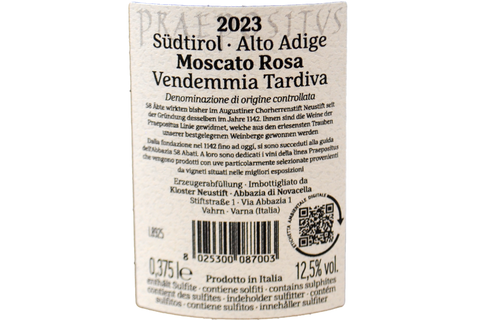 ALTO ADIGE DOC MOSCATO ROSA VENDEMMIA TARDIVA "PRAEPOSITUS" 2023 (0,375 L) - ABBAZIA DI NOVACELLA
