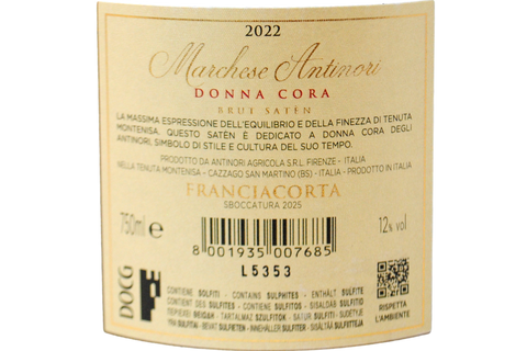 FRANCIACORTA BRUT SATEN "DONNA CORA" 2022 - TENUTA MONTENISA - ANTINORI