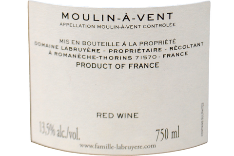 MOULIN A VENT VEILLES VIGNES "COEUR DE TERROIRS" 2018 - DOMAINE LABRUYERE