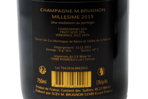 CHAMPAGNE À ÉCUEIL BRUT MILLÉSIME 2015 - M. BRUGNON