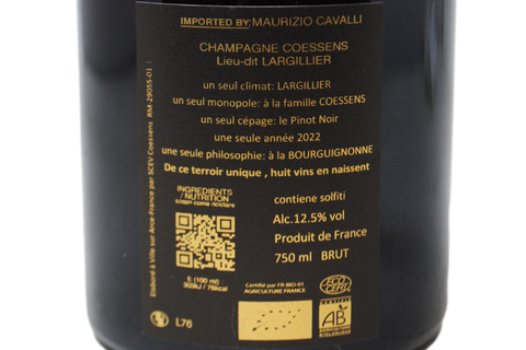CHAMPAGNE BLANC DE NOIR BRUT ROSÉ DE SAIGNÉE LIEU DIT MONOPOLE "LARGILLIER" 2022 - COESSENS