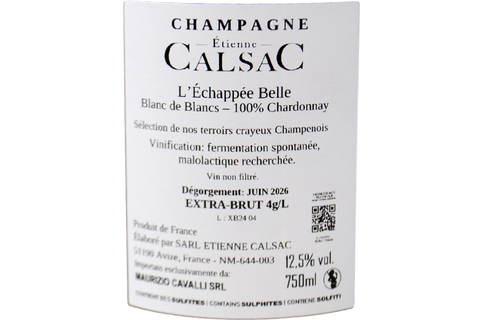 CHAMPAGNE BLANC DE BLANCS EXTRA BRUT "L'ÉCHAPPÉE BELLE" - ÉTIENNE CALSAC