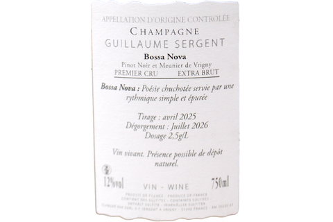 CHAMPAGNE BLANC DE NOIRS PREMIER CRU EXTRA BRUT "BOSSA NOVA" - GUILLAUME SERGENT