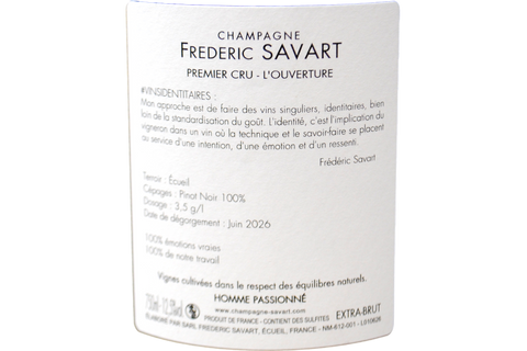 CHAMPAGNE PREMIER CRU EXTRA BRUT BLANC DE NOIRS A ÉCUEIL "L'OUVERTURE" - FREDERIC SAVART