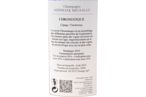 CHAMPAGNE GRAND CRU BLANC DE BLANCS EXTRA BRUT "CHROMATIQUE" BASE 2022 - STEPHANE REGNAULT