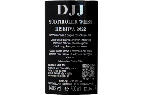 SÜDTIROL DOP BIANCO RISERVA "DJJ" 2022 - WEINGUT NIKLAS