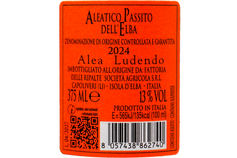 ALEATICO PASSITO DELL'ELBA DOCG "ALEA LUDENDO" 2024 - FATTORIA DELLE RIPALTE