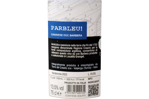 CANAVESE DOC BARBERA "PARBLEU!" 2023 - TERRE DEL CREARIO