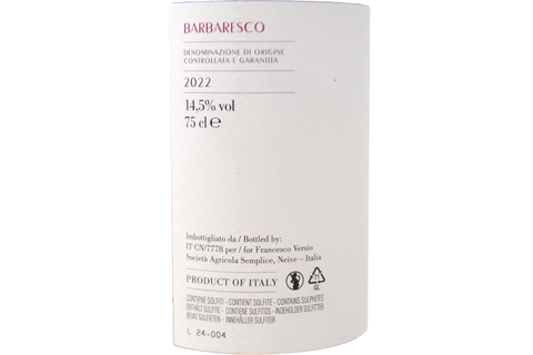 BARBARESCO DOCG 2022 - FRANCESCO VERSIO