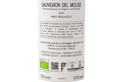 SAUVIGNON DEL MOLISE DOC BIO "LAME DEL SORBO" 2022 - VI.NI.CA SOCIETA AGRICOLA