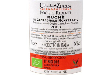 RUCHÈ DI CASTAGNOLE MONFERRATO BIO DOCG "SAN MARGIANO" 2023 - POGGIO RIDENTE - CECILIA ZUCCA AZIENDA AGRICOLA