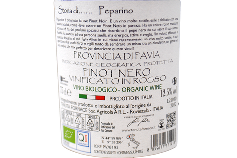 PROVINCIA DI PAVIA IGP PINOT NERO "PEPARINO" 2022 - TENUTA FORNACE