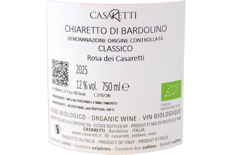 CHIARETTO DI BARDOLINO CLASSICO DOC BIO "ROSA DEI CASARETTI" 2025 - CASARETTI