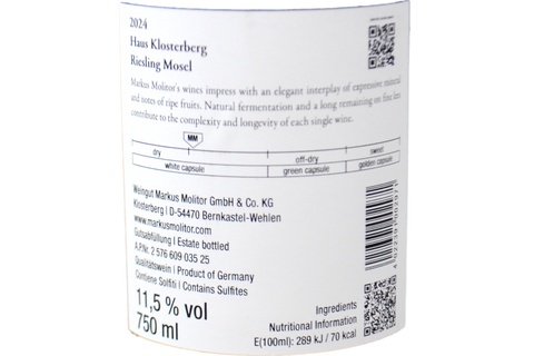 RIESLING MOSEL HAUS KLOSTERBERG 2024 - MARKUS MOLITOR