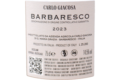 BARBARESCO DOCG 2023 - CARLO GIACOSA