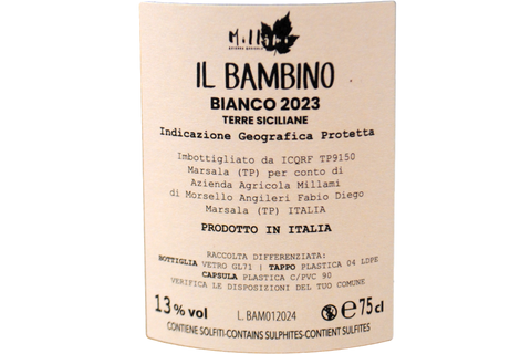 TERRE SICILIANE BIANCO IGP "IL BAMBINO" 2023 - MILLAMI