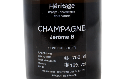 CHAMPAGNE BLANC DE BLANCS BRUT NATURE "HÉRITAGE 22" - JÉRÔME BLIN