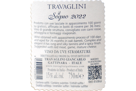 VINO ROSSO DA UVE STRAMATURE "IL SOGNO" 2022 IN ASTUCCIO - TRAVAGLINI