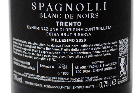 TRENTO DOC RISERVA EXTRA BRUT BLANC DE NOIRS "DISIO" 2020 - SPAGNOLLI