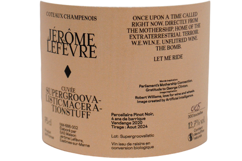 COTEAUX CHAMPENOIS ROUGE "CUVÉE SUPERGROOVALISTICMACERATIONSTUFF" VENDEMMIA 2020 - JÉROME LEFEVRE