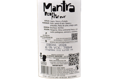 PATAGONIA PINOT NOIR "REBEL MANTRA" 2024 - BODEGA SECRETO PATAGONICO
