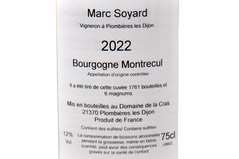 BOURGOGNE ROUGE "MONTRECUL" 2022 - MARC SOYARD