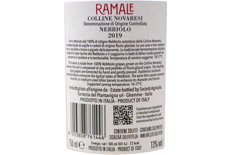 COLLINE NOVARESI NEBBIOLO DOC "RAMALE" 2019 - TORRACCIA DEL PIANTAVIGNA