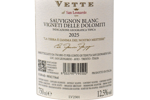VIGNETI DELLE DOLOMITI IGT SAUVIGNON BLANC "VETTE" 2025 - TENUTA SAN LEONARDO