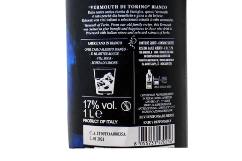 WHITE VERMOUTH DI TORINO CARLO ALBERTO 1 L - CARLO ALBERTO