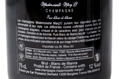 CHAMPAGNE BRUT PURE BLANC DE BLANCS LIEU DIT "LA VIOLETTE" - CHAMPAGNE MADEMOISELLE MARG'O