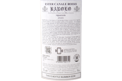 BAROLO DOCG "ESTER CANALE ROSSO" VIGNA RIONDA 2020 - GIOVANNI ROSSO