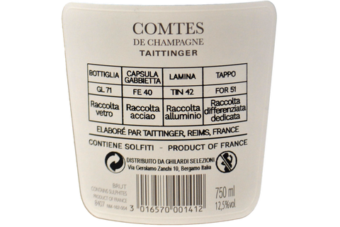 CHAMPAGNE GRAND CRU BRUT BLANC DE BLANCS "COMTES DE CHAMPAGNE" 2014 - TAITTINGER