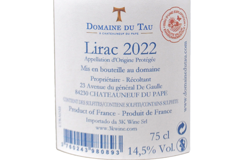 LIRAC AOP ROUGE 2022 - DOMAINE DU TAU