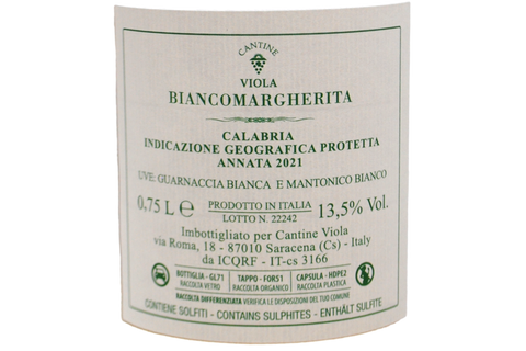 CALABRIA IGP BIANCO "BIANCOMARGHERITA" 2021 - CANTINE VIOLA