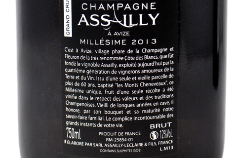 CHAMPAGNE GRAND CRU À AVIZE "CUVÉE MILLÉSIME" 2013 - ASSAILLY