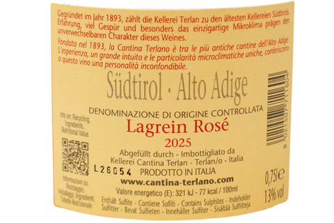 ALTO ADIGE LAGREIN ROSÉ DOC 2025 - KELLEREI TERLAN