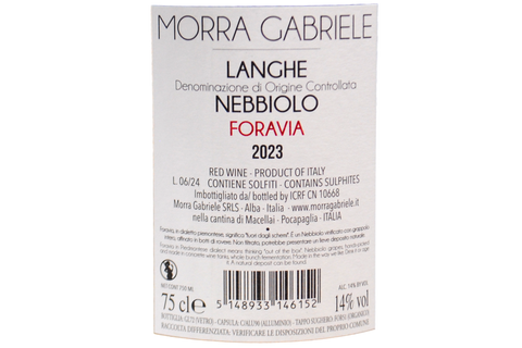 LANGHE NEBBIOLO DOC "FORAVIA" 2023 - MORRA GABRIELE