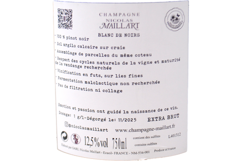 CHAMPAGNE VILLERS ALLERAND PREMIER CRU BLANC DE NOIRS EXTRA BRUT "MONTCHENOT" 2020 - NICOLAS MAILLART