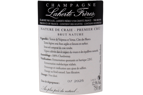 CHAMPAGNE BLANC DE BLANCS PREMIER CRU BRUT NATURE "DE CRAIE" - LAHERTE FRÈRES