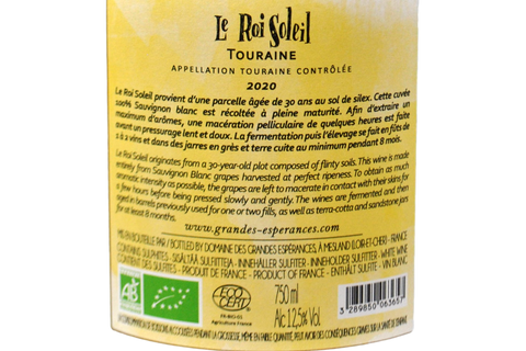TOURAINE SAUVIGNON BLANC "LE ROI SOLEIL" 2020 - DOMAINE DES GRANDES ESPERANCES