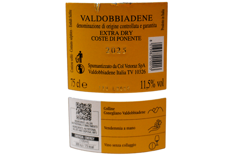 VALDOBBIADENE PROSECCO DOCG EXTRA DRY "COSTE DI PONENTE" 2025 - COL VETORAZ