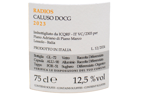CALUSO DOCG "RADIOS" 2023 - DECIMO FILARE
