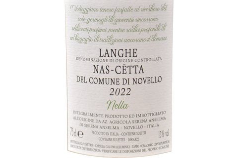 LANGHE NAS-CETTA DOC DEL COMUNE DI NOVELLO "NELLA" 2022 - COGLI L'ATTIMO