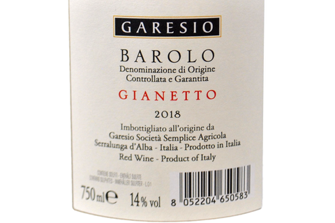 BAROLO DOCG "GIANETTO" 2018 - GARESIO