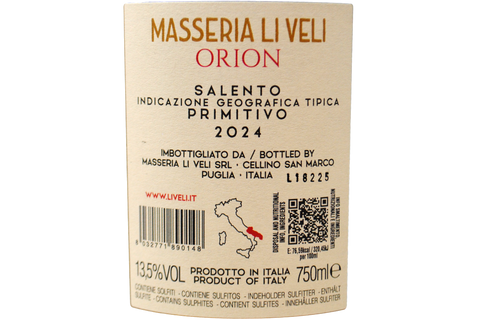 PRIMITIVO DEL SALENTO IGT "ORION" 2024 - MASSERIA LI VELI