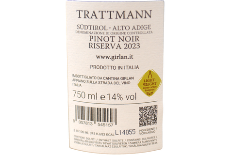 SÜDTIROL ALTO ADIGE DOC PINOT NERO RISERVA "TRATTMANN" 2023 - KELLEREI GIRLAN